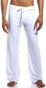 img 4 attached to 🩳 Comfortable K-Men Mens Ice Silk Long Yoga Pant with Low Rise, Elastic Drawstring for Sleep Bottom