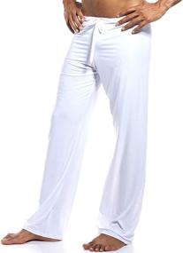 img 3 attached to 🩳 Comfortable K-Men Mens Ice Silk Long Yoga Pant with Low Rise, Elastic Drawstring for Sleep Bottom