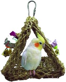 img 4 attached to 🐦 Hamiledyi Seagrass Bird Tent with Chew Toy Bell - Foraging Climbing Mat Toy for Cockatiel Parrot Parakeet Lovebird Conure Budgies - Parrot Hammock