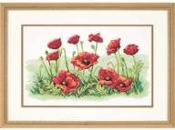 🌺 vibrant 'field of poppies' stamped cross stitch kit - 16'' w x 10'' h" logo