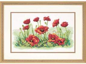 img 2 attached to 🌺 Vibrant 'Field of Poppies' Stamped Cross Stitch Kit - 16'' W x 10'' H"