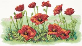 img 1 attached to 🌺 Vibrant 'Field of Poppies' Stamped Cross Stitch Kit - 16'' W x 10'' H"