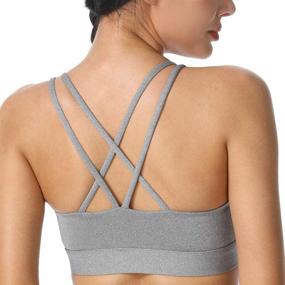 img 4 attached to Rocorose Women's Mesh Strappy Sports Bra - 🏋️ Light Support, Crisscross Back, Wirefree Yoga Bra with Removable Cups