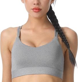 img 3 attached to Rocorose Women's Mesh Strappy Sports Bra - 🏋️ Light Support, Crisscross Back, Wirefree Yoga Bra with Removable Cups