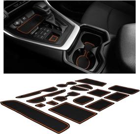 img 4 attached to CupHolderHero Toyota RAV4 Accessories 2019-2022: Premium Custom Interior Non-Slip Cup Holder Inserts, Console Liners & Door Pocket Mats – 15-pc Set with Orange Trim