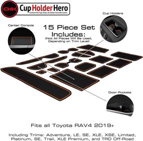 img 2 attached to CupHolderHero Toyota RAV4 Accessories 2019-2022: Premium Custom Interior Non-Slip Cup Holder Inserts, Console Liners & Door Pocket Mats – 15-pc Set with Orange Trim