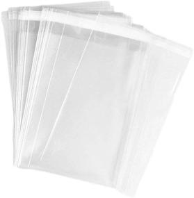 img 1 attached to 🛍️ Clear Self-Adhesive Cellophane Treat Bags (100PCS) for Food Storage & Gift Packing: Perfect for Bakery, Candle, Soap, Cookie, Party Favors