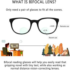 img 1 attached to 👓 LifeArt Round Lens Bifocal Reading Glasses: Blue Light Blocking Eyewear for Women and Men, 2.00 Magnification - Anti Glare, Reduces Eyestrain, Enhances Visual Comfort