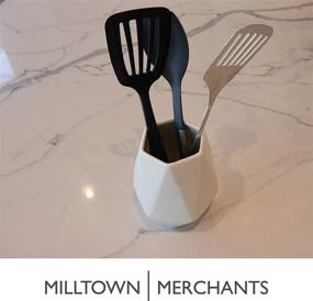 img 1 attached to 🍴 Milltown Merchants Ceramic Utensil Holder - Stylish Kitchen Caddy for Utensil Storage