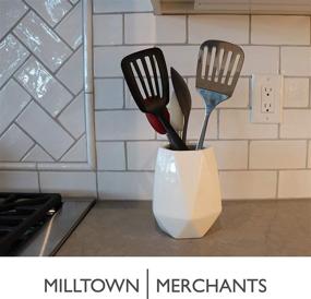 img 2 attached to 🍴 Milltown Merchants Ceramic Utensil Holder - Stylish Kitchen Caddy for Utensil Storage