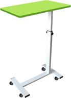 🟢 versatile small home office desk: adjustable sofa bed side table with wheels for compact spaces, ideal for school, work, and leisure in living room and bedrooms - green logo