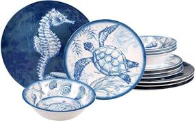 img 4 attached to 🌊 Stunning Certified International Oceanic Melamine Dinnerware for a Dazzling Dining Experience