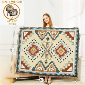 img 3 attached to 🧣 WarmTide Indian Soft Southwestern Throw Blankets with Tassels - Cozy Cotton Woven Aztec Knitted Bed Couch Throws for Home Decor, Office, and Travel - Multi-Functional Sofa Chair Towel