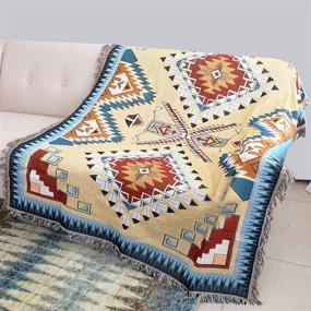 img 2 attached to 🧣 WarmTide Indian Soft Southwestern Throw Blankets with Tassels - Cozy Cotton Woven Aztec Knitted Bed Couch Throws for Home Decor, Office, and Travel - Multi-Functional Sofa Chair Towel