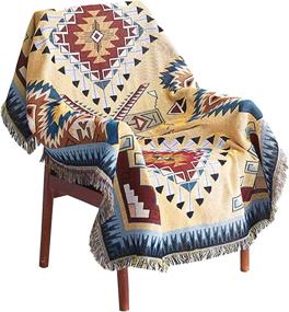 img 4 attached to 🧣 WarmTide Indian Soft Southwestern Throw Blankets with Tassels - Cozy Cotton Woven Aztec Knitted Bed Couch Throws for Home Decor, Office, and Travel - Multi-Functional Sofa Chair Towel