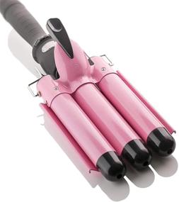 img 4 attached to Alure Triple Barrel Curling Iron Wand - LCD Temperature Display, 1 Inch Ceramic 🌊 Tourmaline Barrels, Dual Voltage Crimping Tool, Best Hair Waver for Beachy Waves and Frizz-Free Styling