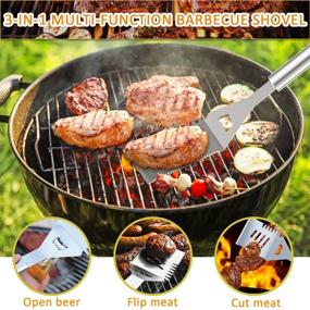 img 1 attached to 🔥 Morole 45-Piece Grilling Accessories Set with 16" Heavy-Duty Grill Tools, Stainless Steel Spatula, Kabob Skewers, Meat Injector, Thermometer, Meat Claws, Tongs, and 40pcs Bonus Wooden BBQ Skewers