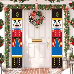 img 4 attached to FEEWELL Nutcracker Christmas Decorations: Life Size Soldier Porch Signs & Hanging Banners for Festive Outdoor Displays