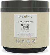 🥛 alaya naturals vanilla grass fed whey protein powder - all natural, hormone free - 20g protein per serving - non-gmo, rbgh free, gluten free - excellent source of bcaa logo