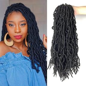 img 4 attached to 🌿 18-дюймовые крючком Nu Goddess Faux Locs - натуральные черные синтетические волосы для новых искусственных дредов