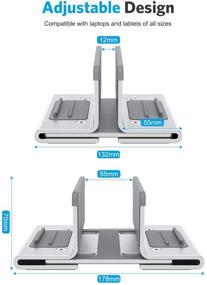 img 2 attached to 📱 Вертикальная подставка для ноутбука OMOTON с улучшенной конструкцией и прочными силиконовыми накладками для максимальной защиты, серебристого цвета - идеально для MacBook Pro, iPhone, iPad, Surface, Samsung, планшетов на Android.
