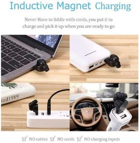 img 1 attached to 🔊 Миниатюрный Bluetooth-наушник V5.0 для сотовых телефонов - Самые маленькие беспроводные наушники с микрофоном, 6 часов времени разговора, беспроводная гарнитура для автомобиля с функцией громкой связи, беспроводный моно-наушник с зарядной базой