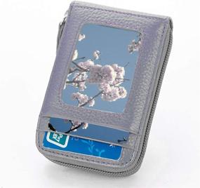 img 3 attached to 📇 BAKUN Premium Leather Slim Zipper Card Case: Business & Credit Card Holder with Clear Photo Slot