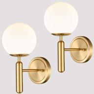 🌟 set of 2 golden globe glass wall sconces - eul mid-century modern wall lights for bedroom bathroom логотип