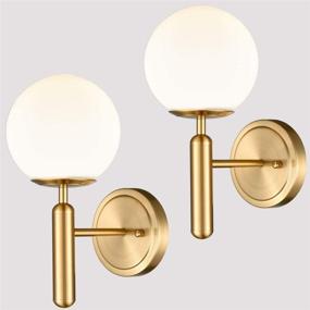 img 4 attached to 🌟 Set of 2 Golden Globe Glass Wall Sconces - EUL Mid-Century Modern Wall Lights for Bedroom Bathroom