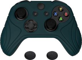 img 4 attached to Enhance Gaming Performance with PlayVital Samurai Edition Racing Green Anti-Slip Silicone Skin for Xbox One X/S Controller: Protective Case with Black Thumb Stick Caps