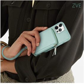 img 1 attached to 👜 ZVE Wallet Case for iPhone 12 Pro Max - RFID Blocking Card Holder with Wrist Strap - Women's Leather Handbag Case - Protective Cover - 6.7" - Bean Green