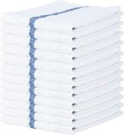 super absorbent blue bar mop towels - 16x19 inches kitchen rags, pack of 12 cleaning towels, soft 100% cotton white bar towels logo