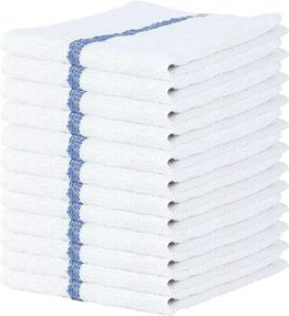 img 4 attached to Super Absorbent Blue Bar Mop Towels - 16x19 Inches Kitchen Rags, Pack of 12 Cleaning Towels, Soft 100% Cotton White Bar Towels