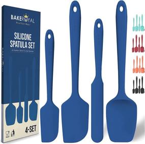 img 4 attached to BakeRoyal Silicone Spatula Set - 4-Piece Heat Resistant Rubber Spatulas up to 600°F for Everyday Kitchen Tasks - Seamless Design Nonstick Cookware Utility Spatulas - High-Quality Silicone Kitchen Utensil Set