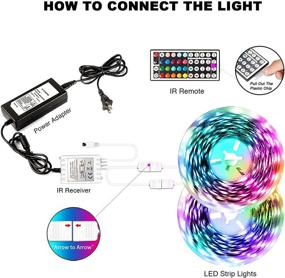 img 3 attached to 🌈 Colorful Bedroom Lighting: 60ft LED Strip Lights with Remote Control - Dalattin's 44 Key Color Changing LED Lights (2 Rolls of 30ft)