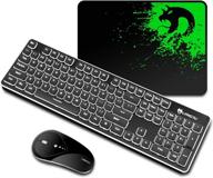 🔌 water-resistant rechargeable wireless keyboard and mouse combo with 2.4g white backlit, soundless wireless mouse, and nano usb receiver for laptop, pc, mac logo