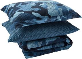 img 4 attached to 🔵 Dream Factory Geo Camo Army Twin Comforter Set - Blue