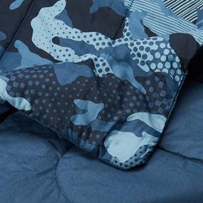 img 1 attached to 🔵 Dream Factory Geo Camo Army Twin Comforter Set - Blue