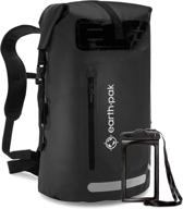 earth pak waterproof backpack: 35l / 55l heavy duty roll-top closure for 🎒 outdoor activities with front-zippered pocket and comfortable back panel; includes ipx8 waterproof phone case логотип