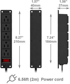 img 3 attached to 💡 Компактный блок сетевых розеток с плоским штекером, 5 электрическими розетками, кабелем длиной 6,56 футов, крепящимся на стене, с кнопкой вкл./выкл., идеально подходит для рабочего стола, стола, конференц-стола, шкафа и верстака.
