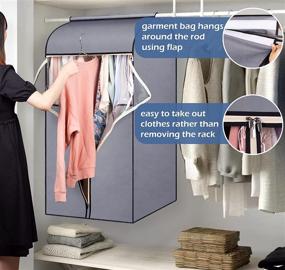 img 3 attached to 👕 SLEEPING LAMB 43'' Garment Bag Organizer Storage with Clear PVC Windows - Ideal Hanging Closet Cover for Suits, Coats, and Jackets - Grey (Hanging Rod Not Included)