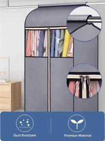 img 1 attached to 👕 SLEEPING LAMB 43'' Garment Bag Organizer Storage with Clear PVC Windows - Ideal Hanging Closet Cover for Suits, Coats, and Jackets - Grey (Hanging Rod Not Included)