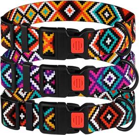 img 4 attached to Stylish Aztec Dog Collar: Adjustable Nylon Tribal Pattern for Dogs of all Sizes