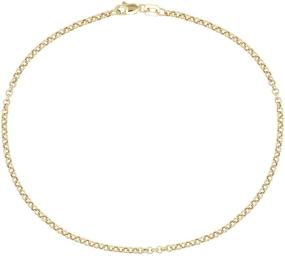 img 4 attached to 💎 10K Gold 2.5mm Rolo Link Chain Bracelet or Anklet for Women by PORI JEWELERS - Lobster Claw Clasp in White, Yellow, and Rose options