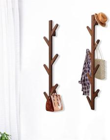 img 4 attached to 🧥 HouseMila Heavy Duty Coat Rack, Wall Mounted Bamboo Hat Rack with 6 Hooks - Supports Over 120 lbs | 30.7 x 8.7 Inches | Ideal for Bags, Scarves, Clothes, Handbags, Umbrellas | Walnut Color