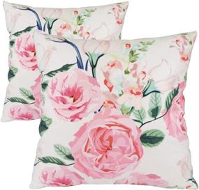 img 4 attached to 🌹 18x18 Pink Rose Flower Pillow Covers Set of 2 - Super Soft Velvet Faux Leather Decorative Pillowcases, Double-Sided Square Cushion Covers for Sofa Couch Bed Chair Car, Throw Pillow Cover