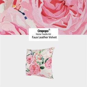 img 3 attached to 🌹 18x18 Pink Rose Flower Pillow Covers Set of 2 - Super Soft Velvet Faux Leather Decorative Pillowcases, Double-Sided Square Cushion Covers for Sofa Couch Bed Chair Car, Throw Pillow Cover