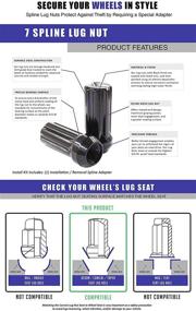 img 1 attached to 🔧 Купить колесные аксессуары сейчас: гайки на колеса шлицевые 14x1.5 черного цвета, комплект из 24 штук, длина 1.90 дюйма - высокое качество, гаечки для колес грузовиков с закрытым торцом, маленький диаметр, конической формы, 7 шлицевых гаечек (M14x1.50 шлицевые, черного цвета)