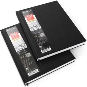 img 4 attached to 📒 Arteza 8.5x11" Hardbound Sketchbook: Set of 2 Heavyweight Hard Cover Sketch Journals for Drawing, Sketching, and Journaling