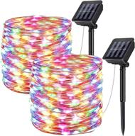 🌞 rayslife solar fairy string lights outdoor waterproof - 2-pack, 72feet 200 led with 8 modes - perfect for patio, garden, tree decorations - multi-color logo